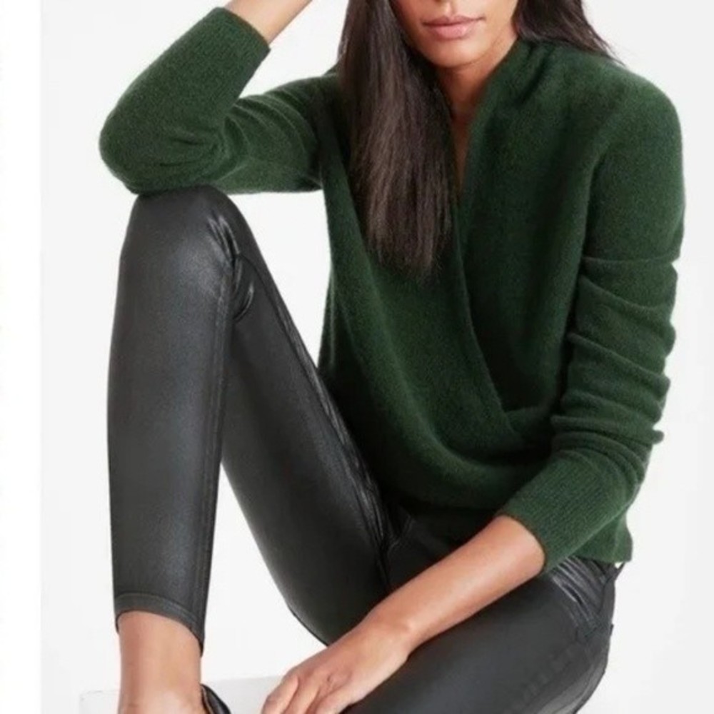 Banana Republic Forest Green V-Neck Sweater